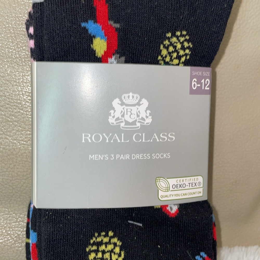NWT ROYAL CLASS Men's Black Dress Socks.  3 pair. - Picture 2 of 6